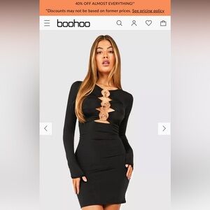Boohoo Slinky Black Mini Dress with Cut out